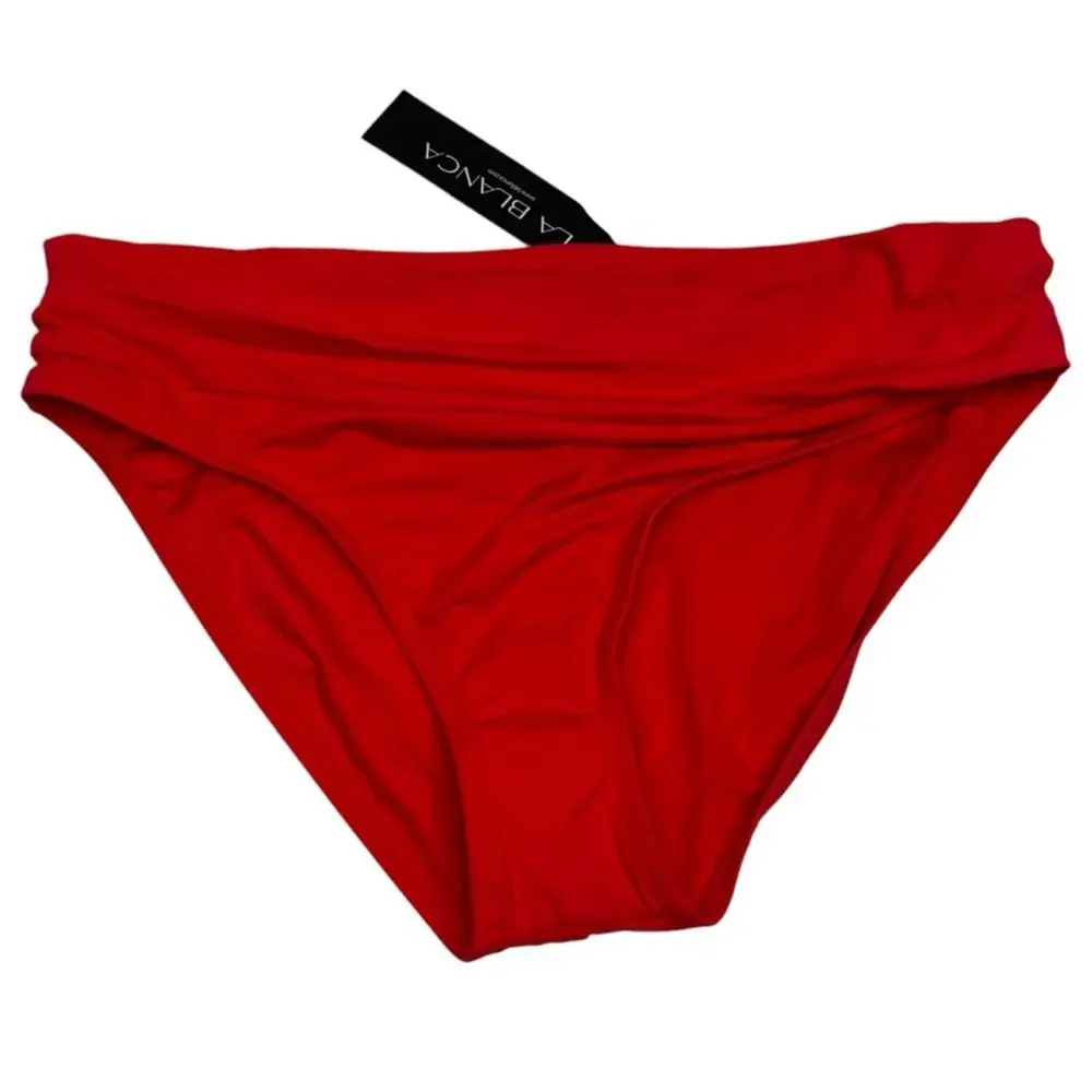 La Blanca Shirred Band Hipster Island Goddess Swim bottoms guava - 16